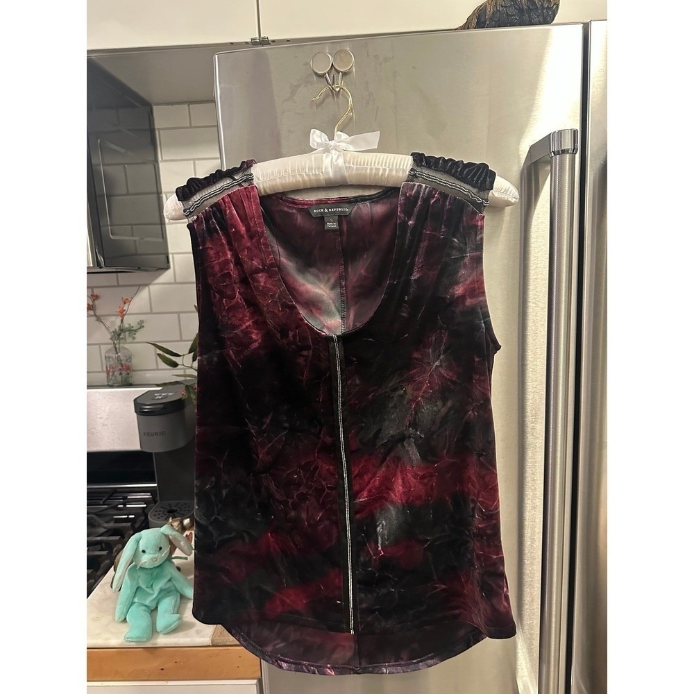 Rock & Republic Goth Princess Burnt Velvet Top ,Vampy Beauty for Valentine's Day
